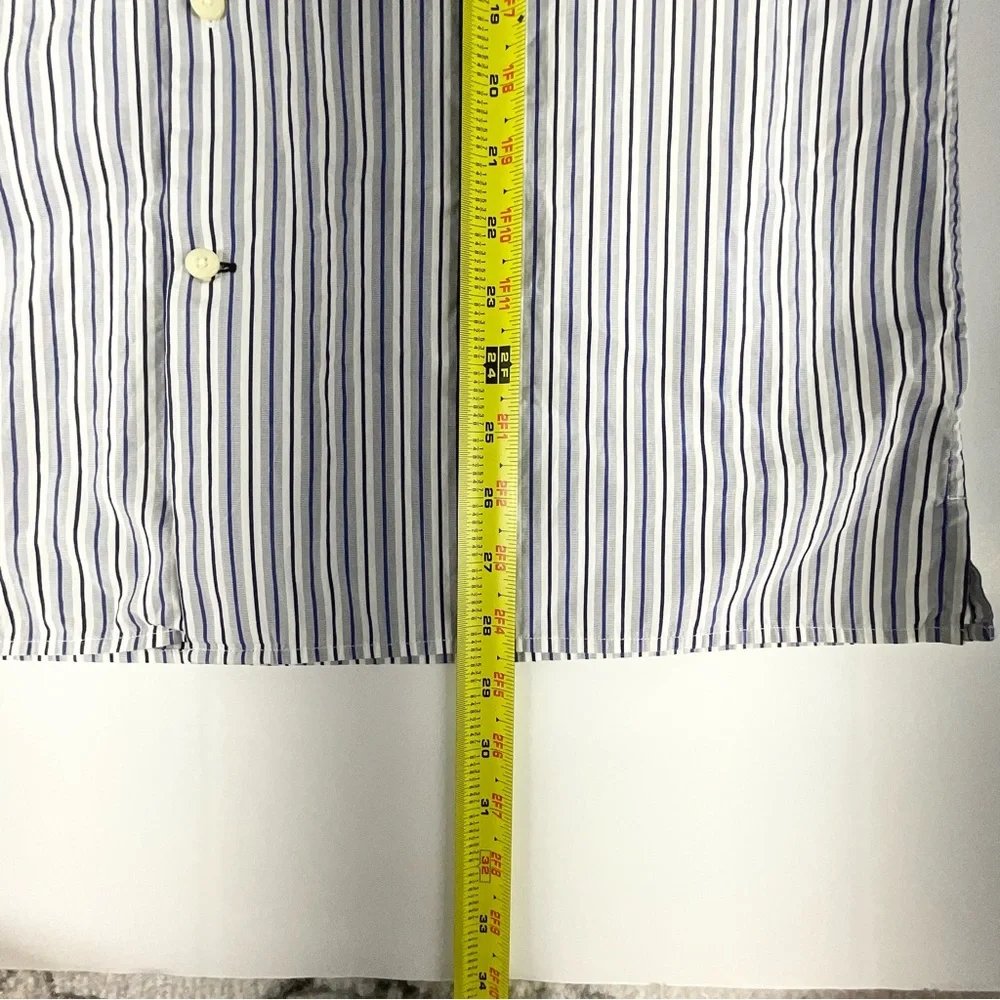 Banana Republic Slim Fit Italian‎ Fabric Blue Stripe Button Down Shirt 16-16.5 L